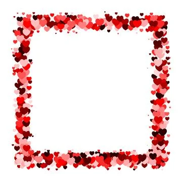 Red heart square frame with space for text. Background for Weddings or Moth.. Stock Illustration