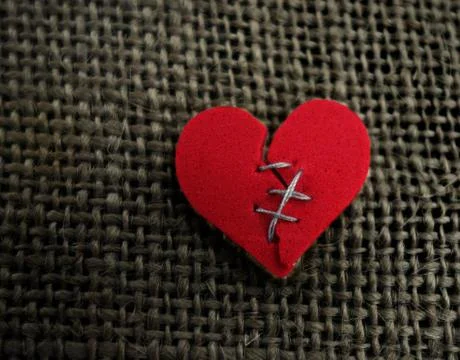 Red heart stitch Stock Photos