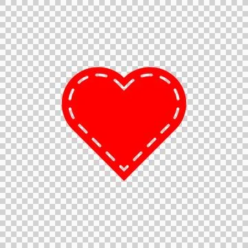 Red Heart with Stitched Border Minimal Love Icon Ilustração Stock