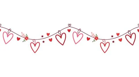 Red heart string with decorative lights Stock Illustration