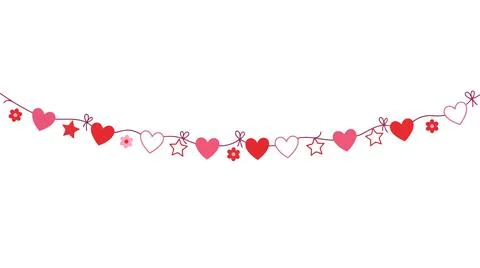 Red heart string with decorative stars Stock Illustration