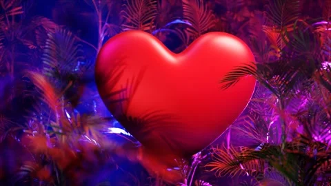 A red heart surrounded by leaves. Stock-Footage 260337507