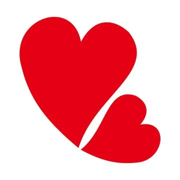 Red heart symbol. Simple flat two hearts icon Stock Illustration