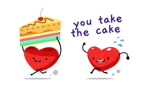 A red heart take the cake. Vector Illustration Stock Illustration