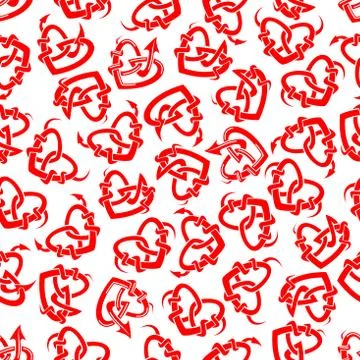 Red heart tattoos seamless pattern イラスト素材