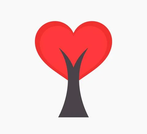 Red heart tree icon. Vector illustration. Stock Illustration