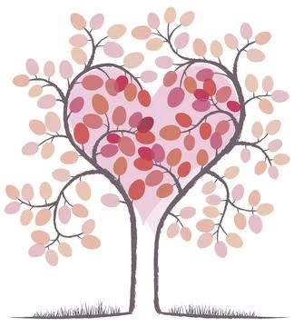 Red Heart Tree Stock Illustration