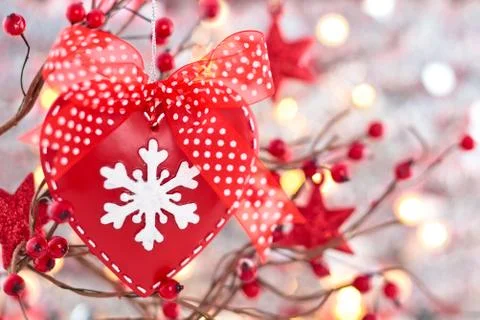 Red heart on tree. Stock Photos