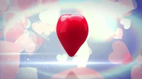 Red heart turning and exploding on glittering background Stock Footage 45374435