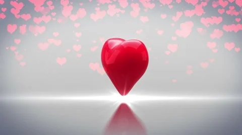 Red heart turning and exploding on grey background Stock Footage 45374838