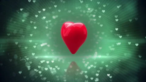 Red heart turning and exploding on glittering background Stock Footage 45374903