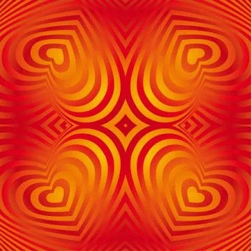 Red heart Valentines day seamless background. Three-dimensional Stock Illustration