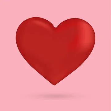 Red heart vector 3d on the pink background Ilustração Stock