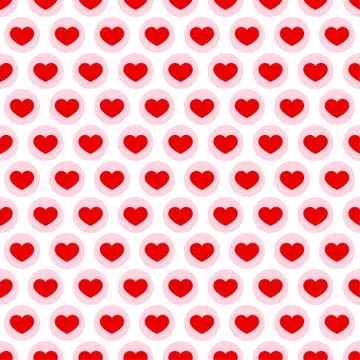 Red heart vector seamless pattern Stock Illustration