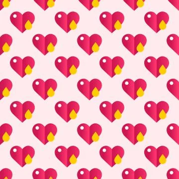 Red heart vector seamless pattern Stock Illustration