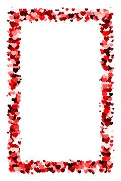 Red heart vertical rectangle frame with space for text. Background for Vale.. Stock Illustration