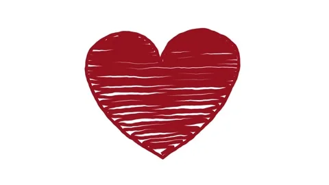 Red heart on white background. hand drawn animation loop Stock Footage 99368315
