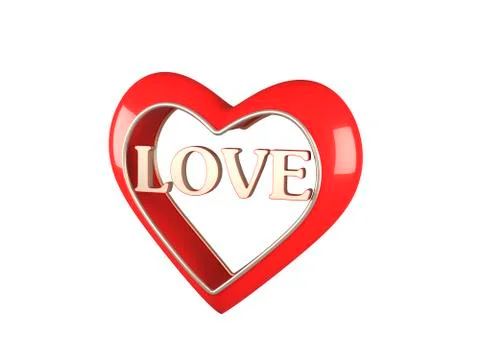 Red heart on white background Stock Illustration