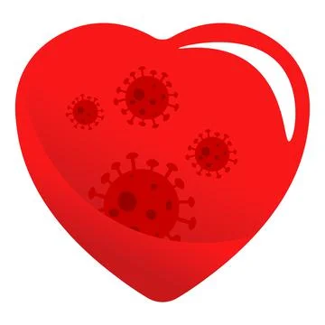 Red heart on a white background. Inside the molecules of the coronavirus ncov-19 Stock Illustration