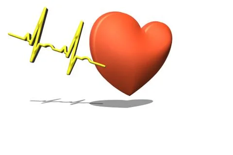 Red heart on a white background. Pulse rate chart. Stock Illustration
