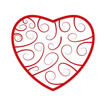 Red heart on white background. Vector. Illustrazione stock