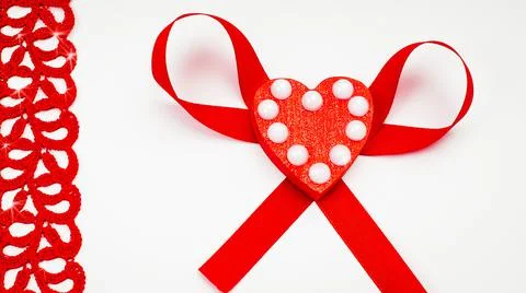 Red heart on a white background.Template on the theme of valentine's day Stock Photos