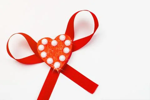 Red heart on a white background.Template on the theme of valentine's day Stock Photos