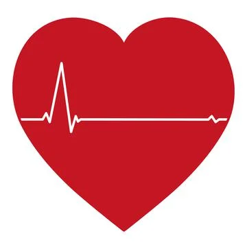 Red heart with white pulse on a light background - Vector Stock Illustration