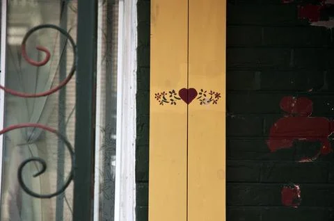 Red heart window Stock Photos