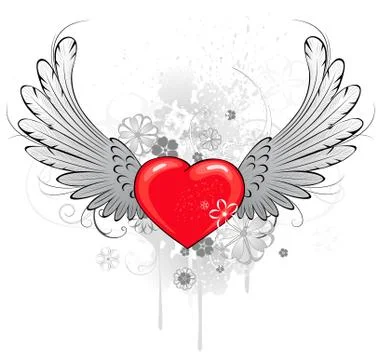 Red Heart with Wings Stock Illustration