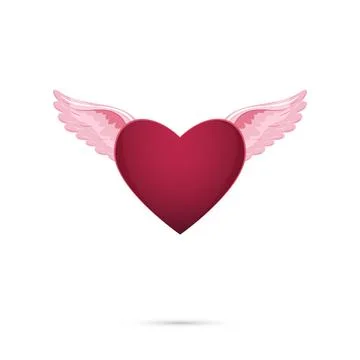 Red heart with wings. Stock Illustration