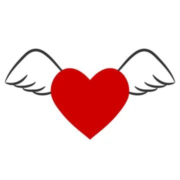 Red heart with wings for Valentine`s Day, stock vector illustration Stock Illustration