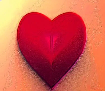 Red heart on a yellow background. 3d rendering. Computer digital drawing. Stock Illustration