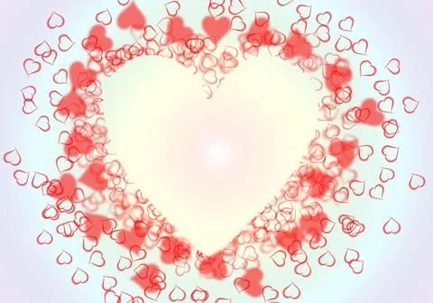 Red hearted background with heart frame inside. Illustrazione stock