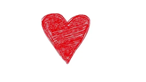 Red Hearth Scribble Animation Doodle Cartoon 4K Video stock 72441785