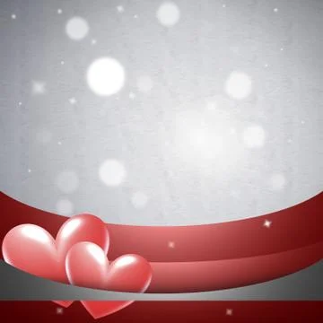 Red hearts abstract border bottom Stock Illustration