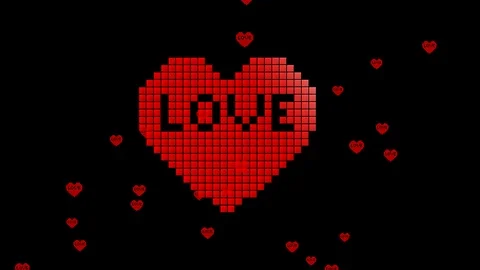 Red hearts with alpha animation. Stock Footage 123891903