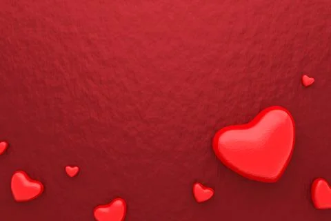 Red hearts and blank frame on vivid paper background with Happy valentine d.. Illustrazione stock