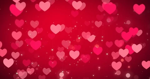 Red hearts and confetti texture. Happy Valentines day background. Loop 4k Stock Footage 101002132
