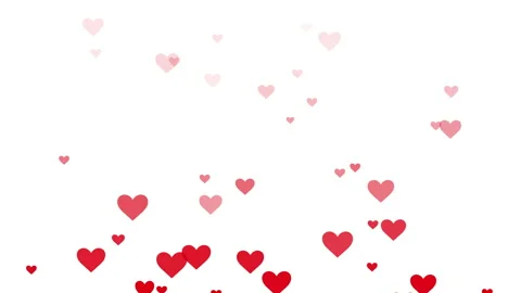Red hearts animation, flurry of floating red hearts on a white background Stock Footage 138092977
