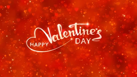 Red hearts appear on the shining background with text. Valentines Day holiday Stock Footage 101659377