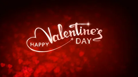 Red hearts appear on the shining background with text. Valentines Day holiday Stock Footage 101659556