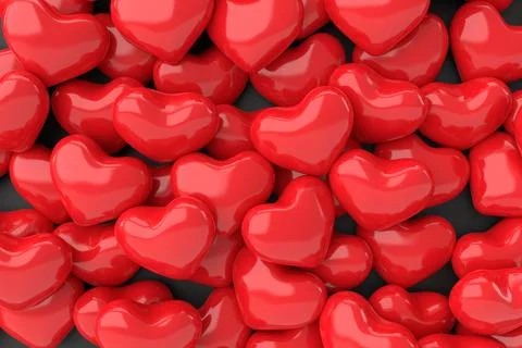 Red hearts background. 3D rendering. Stock Illustration