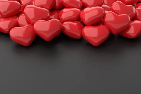 Red hearts background. 3D rendering. Stock Illustration
