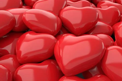 Red hearts background. 3D rendering. Stock Illustration