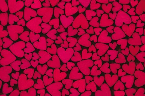 Red hearts background, full frame shot, heart-shaped decor, Valentines textur Stock Photos