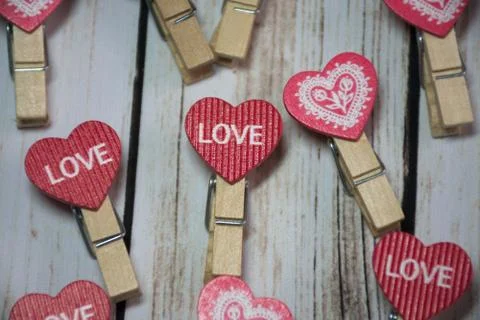 Red hearts on background Stock Photos