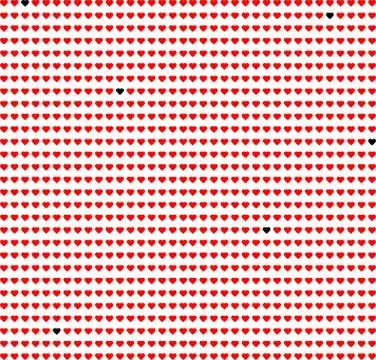 Red hearts background on white. vector. Stock Illustration