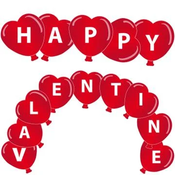 Red hearts balloon with text on white background Stock Illustration