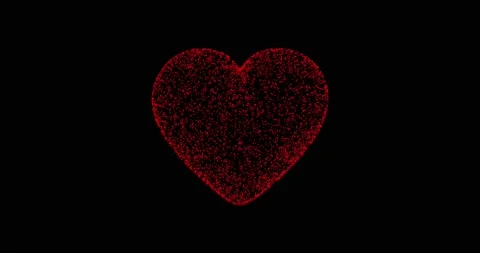Red hearts on black background, abstract particles animated background 4k Stock Footage 164491413